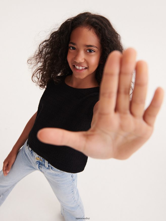 Reserved Girls Back Tie Blouse P6H08T1994 Apparel Black