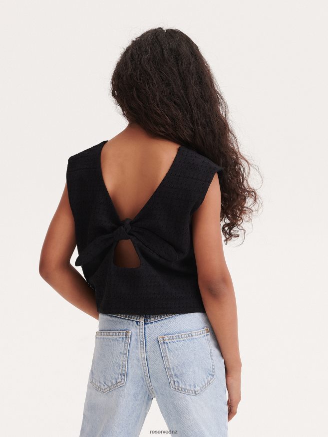 Reserved Girls Back Tie Blouse P6H08T1994 Apparel Black