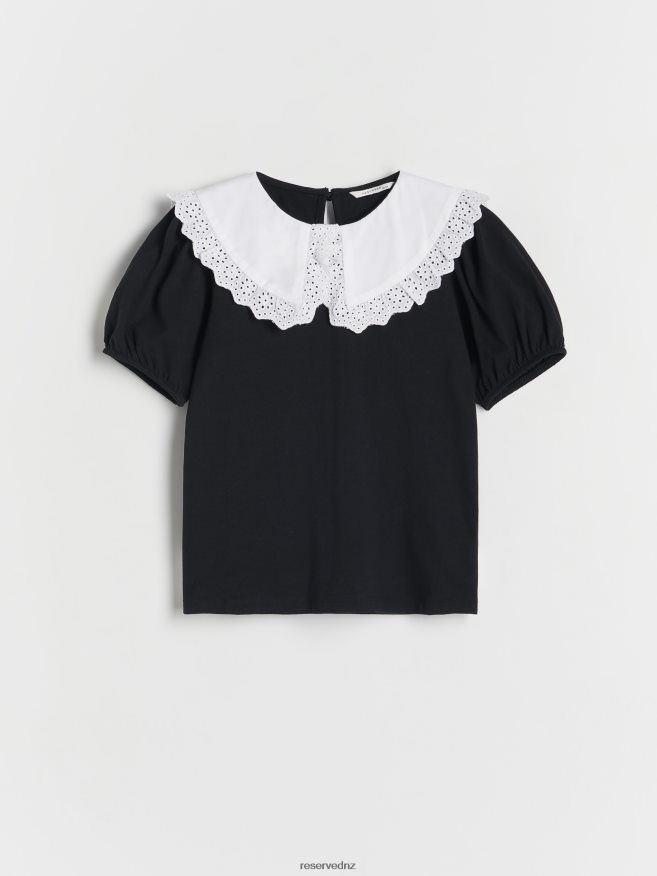Reserved Girls Blouse With Collar P6H08T1737 Apparel Black