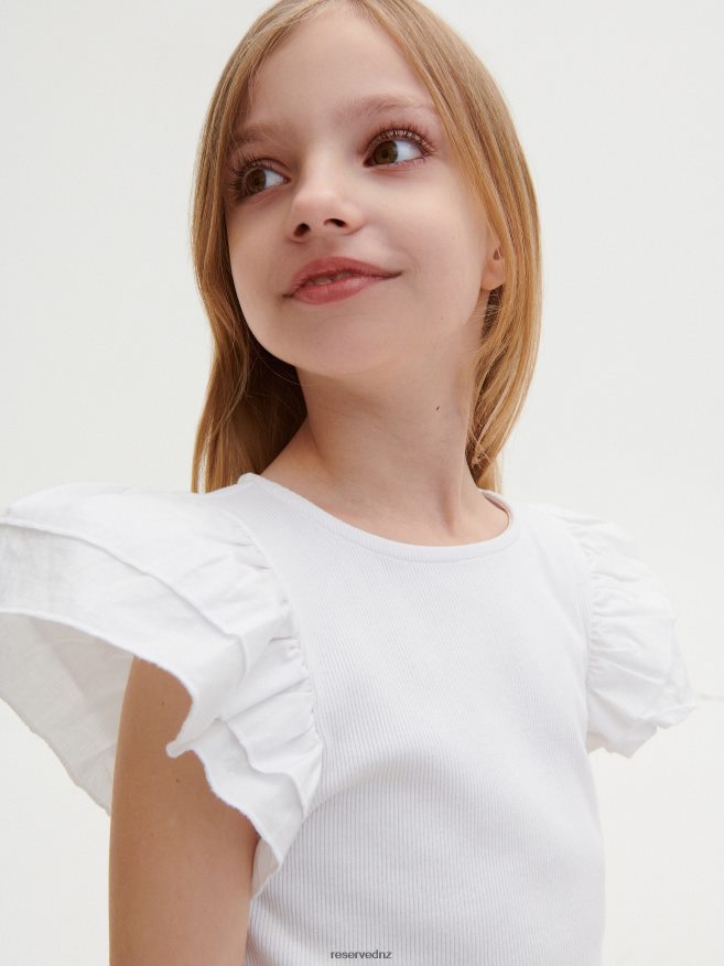 Reserved Girls Blouse With Decorative Sleeves P6H08T1925 Apparel White