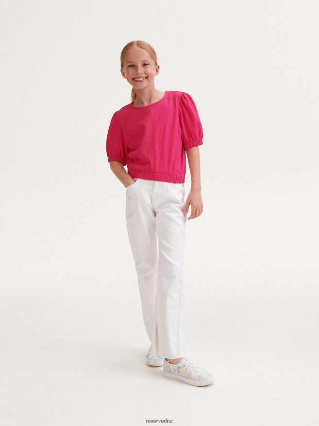 Reserved Girls Blouse With Puff Sleeves P6H08T1970 Apparel Fuchsia