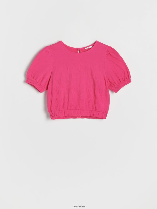 Reserved Girls Blouse With Puff Sleeves P6H08T1970 Apparel Fuchsia
