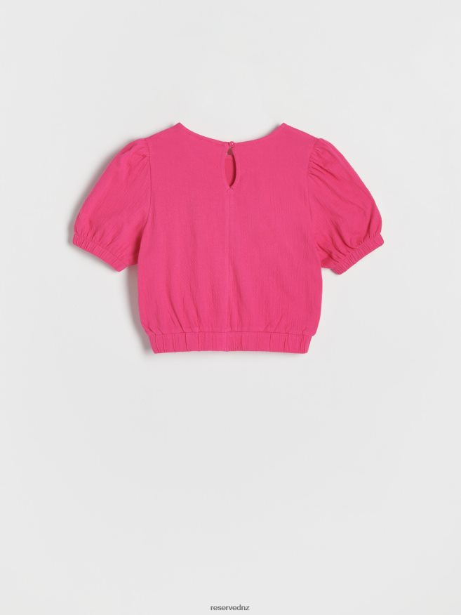 Reserved Girls Blouse With Puff Sleeves P6H08T1970 Apparel Fuchsia