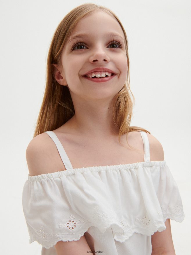 Reserved Girls Cold Shoulder Blouse P6H08T1979 Apparel Cream