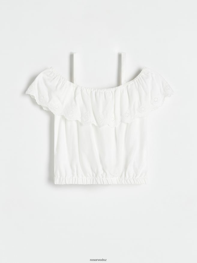Reserved Girls Cold Shoulder Blouse P6H08T1979 Apparel Cream