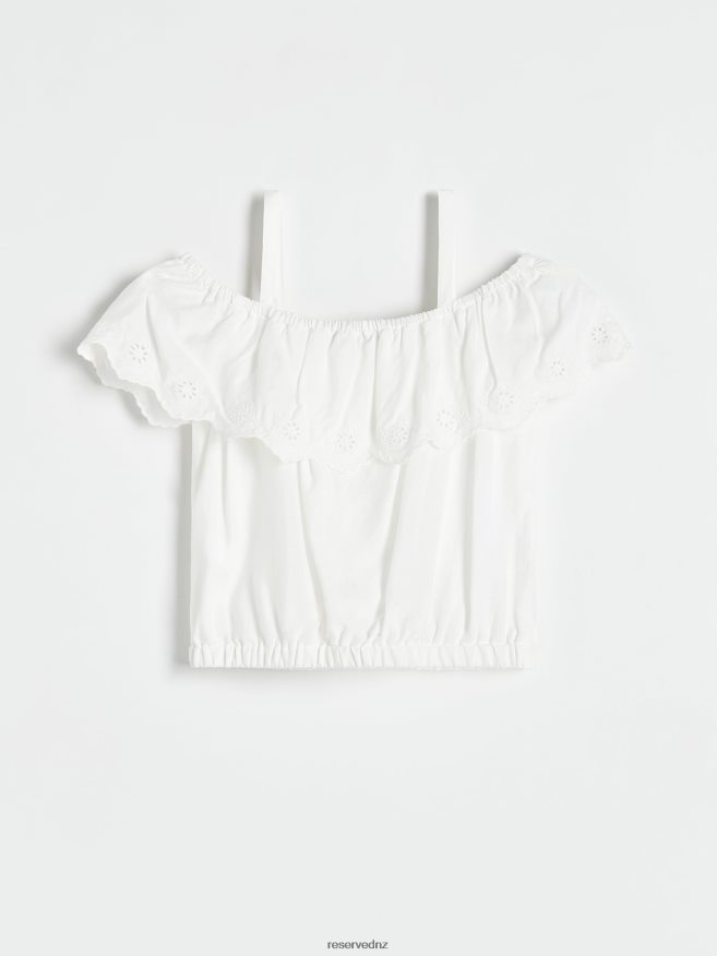 Reserved Girls Cold Shoulder Blouse P6H08T1979 Apparel Cream