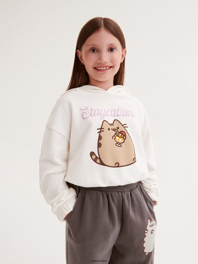 Reserved Girls Pusheen Cropped Hoodie P6H08T1838 Apparel Cream