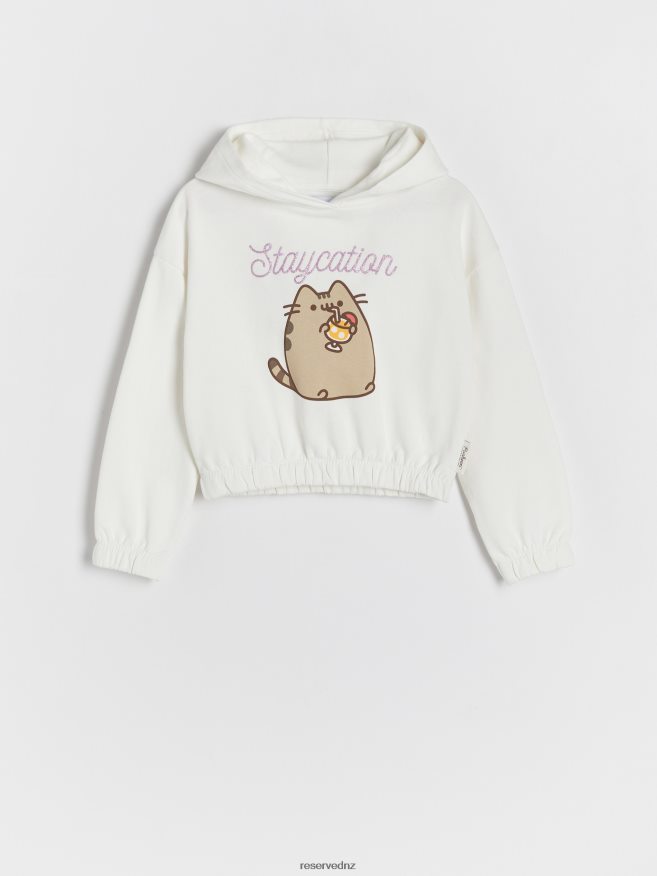 Reserved Girls Pusheen Cropped Hoodie P6H08T1838 Apparel Cream