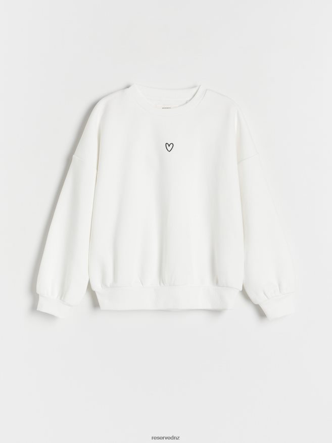 Reserved Girls Sweatshirt With Heart P6H08T1813 Apparel Cream