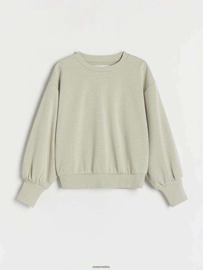 Reserved Girls Sweatshirt With Puffy Sleeves P6H08T1760 Apparel Pale Green