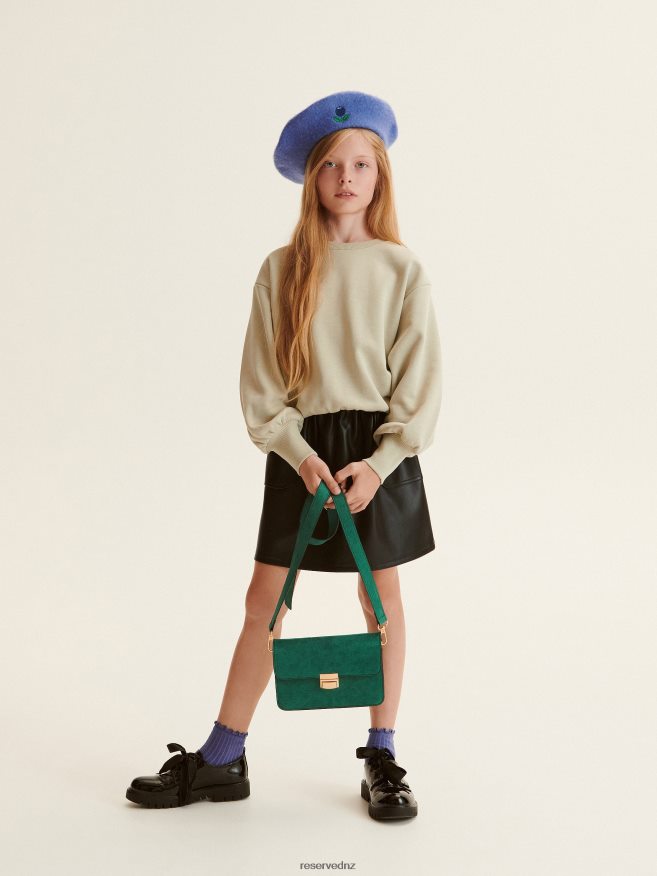 Reserved Girls Sweatshirt With Puffy Sleeves P6H08T1760 Apparel Pale Green