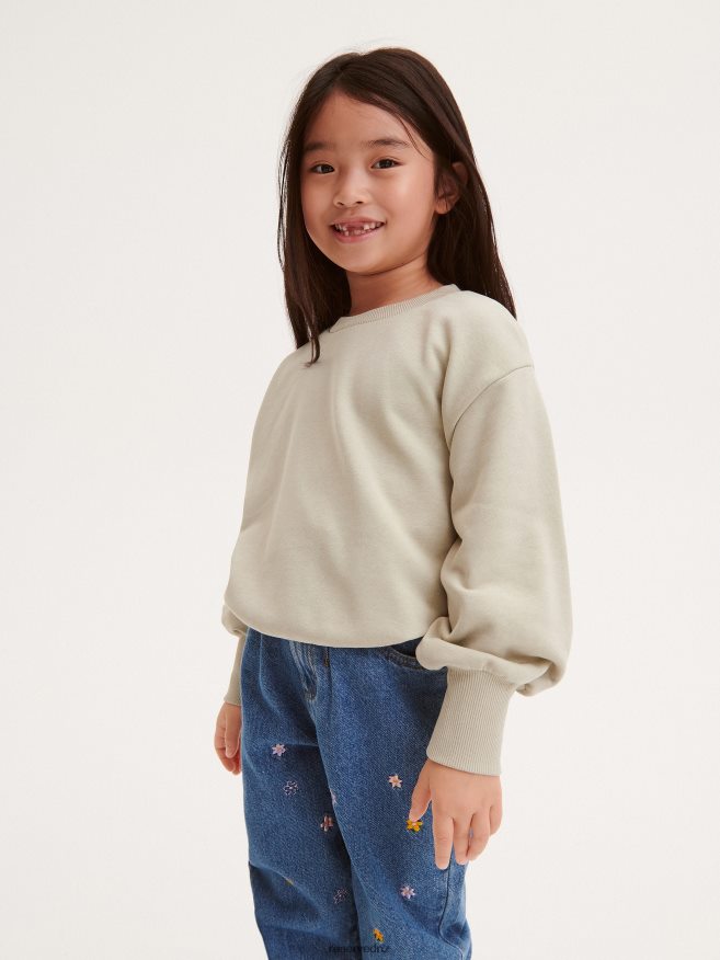 Reserved Girls Sweatshirt With Puffy Sleeves P6H08T1760 Apparel Pale Green