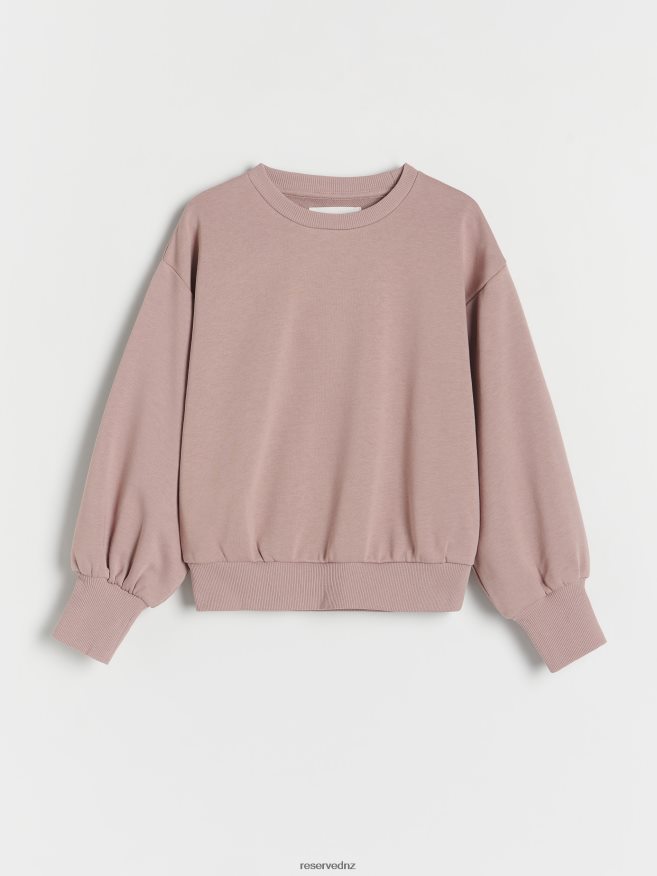 Reserved Girls Sweatshirt With Puffy Sleeves P6H08T1840 Apparel Coffee