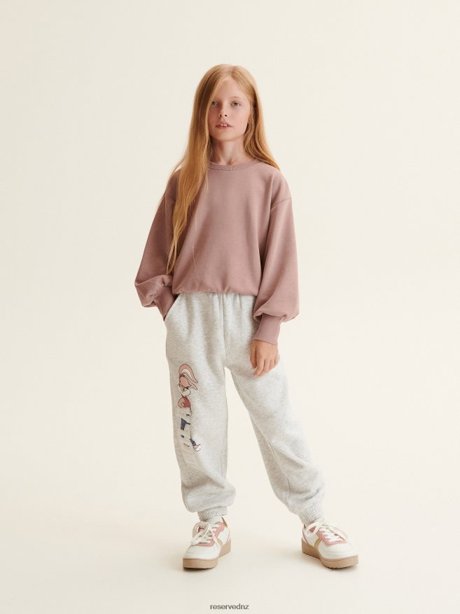 Reserved Girls Sweatshirt With Puffy Sleeves P6H08T1840 Apparel Coffee