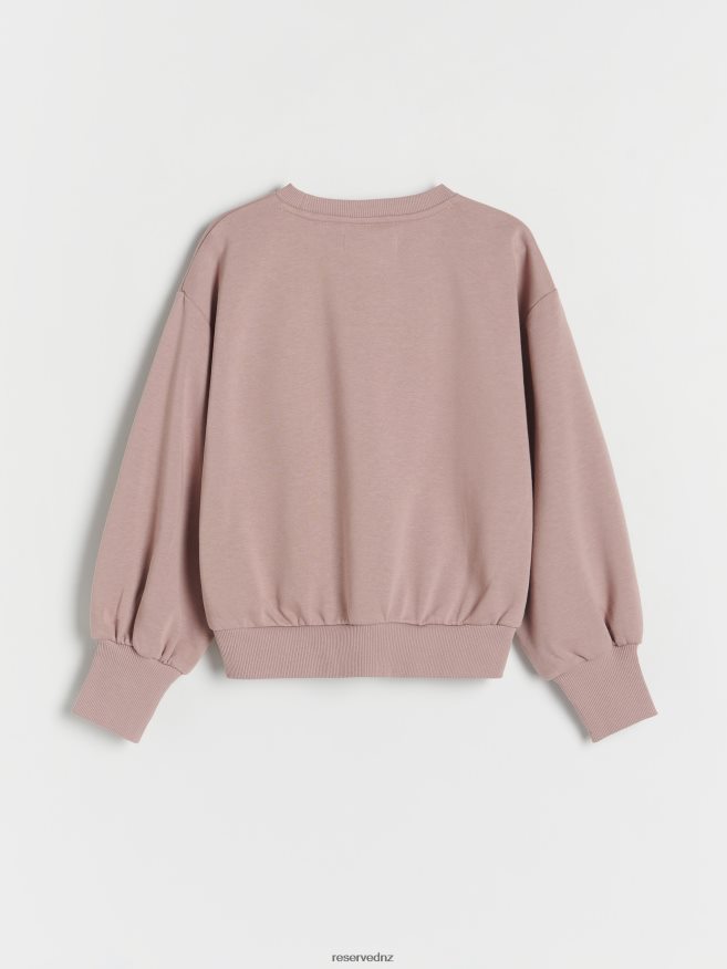 Reserved Girls Sweatshirt With Puffy Sleeves P6H08T1840 Apparel Coffee