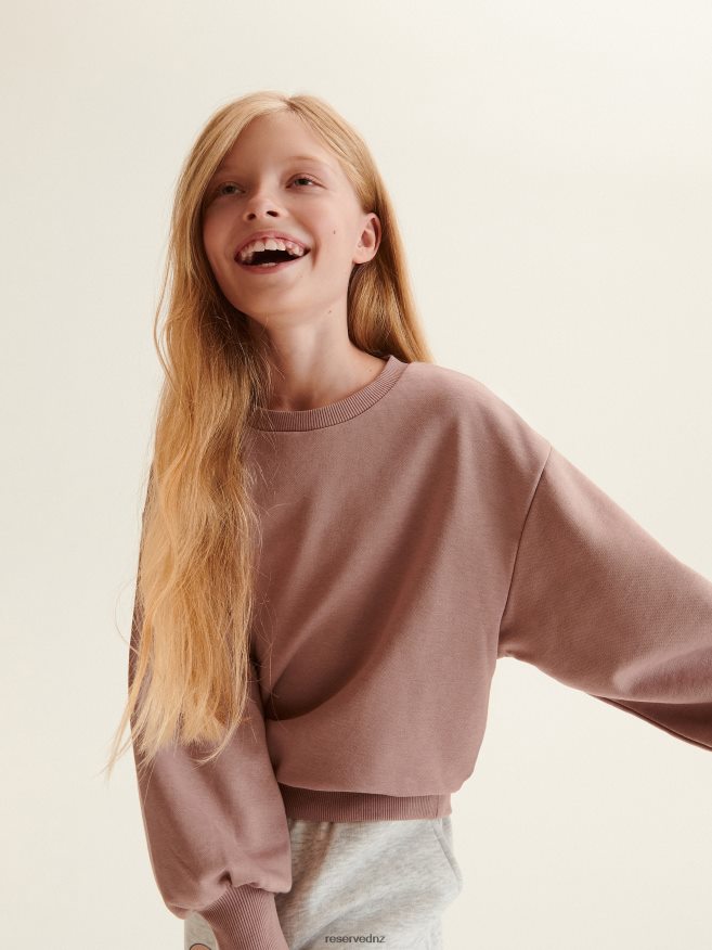Reserved Girls Sweatshirt With Puffy Sleeves P6H08T1840 Apparel Coffee