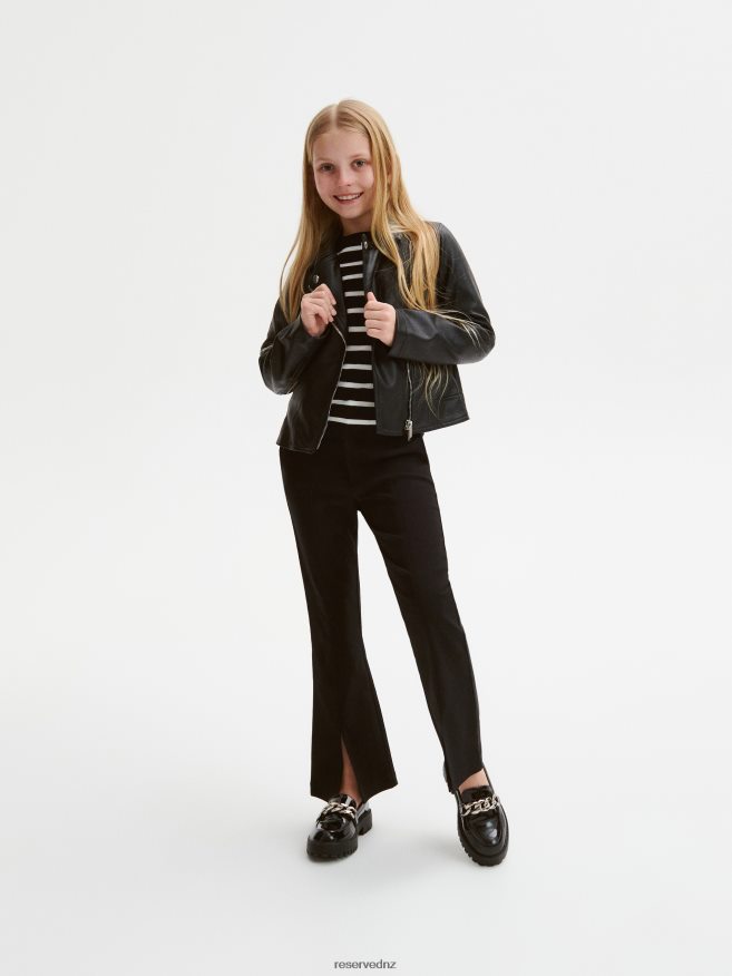 Reserved Girls Biker Jacket P6H08T1775 Apparel Black