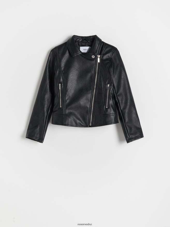 Reserved Girls Biker Jacket P6H08T1775 Apparel Black