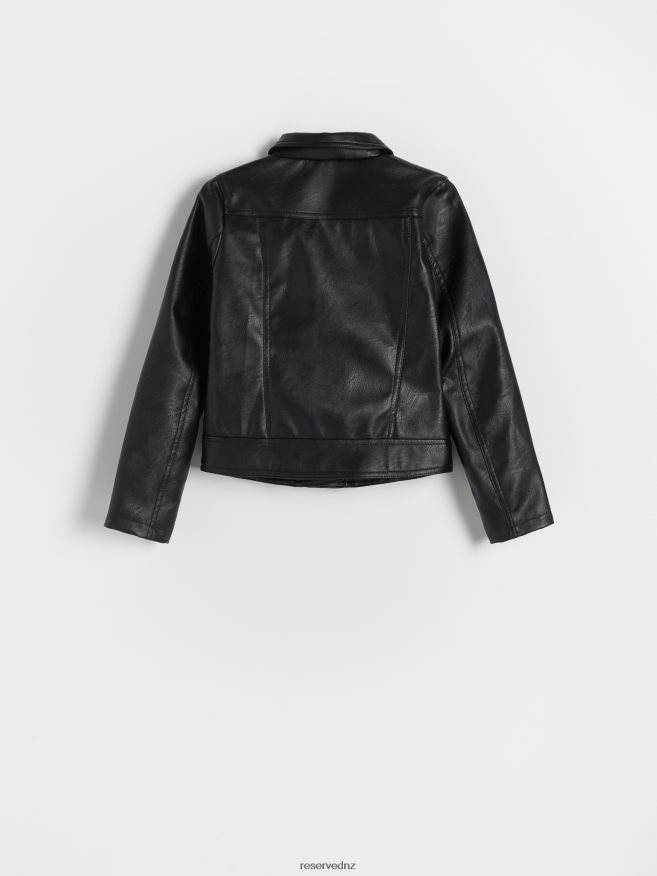 Reserved Girls Biker Jacket P6H08T1775 Apparel Black