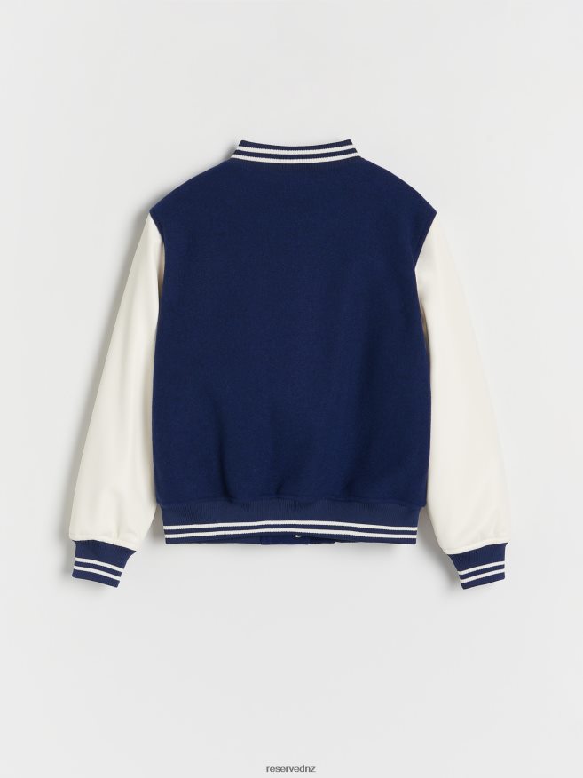 Reserved Girls Bomber Jacket With Applique P6H08T1731 Apparel Navy