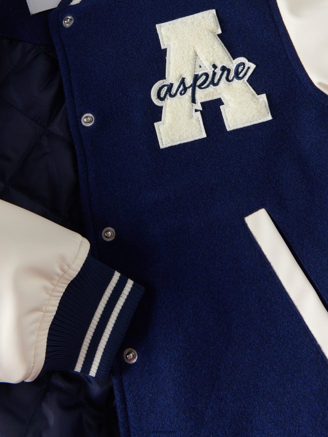 Reserved Girls Bomber Jacket With Applique P6H08T1731 Apparel Navy