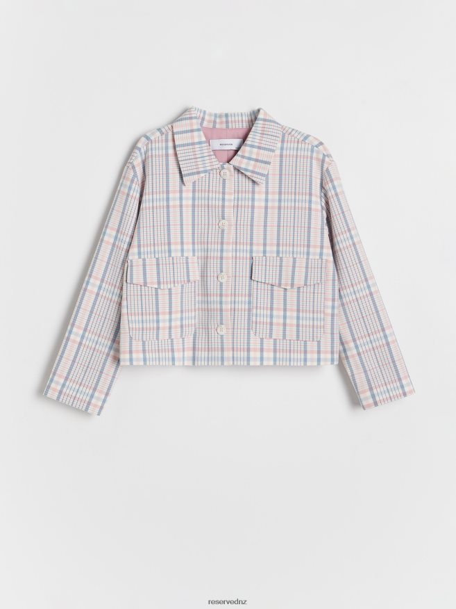 Reserved Girls Cropped Check Blazer P6H08T1955 Apparel Coral