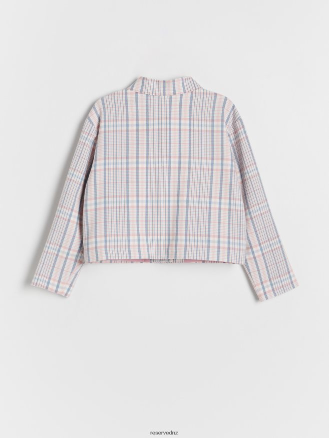 Reserved Girls Cropped Check Blazer P6H08T1955 Apparel Coral
