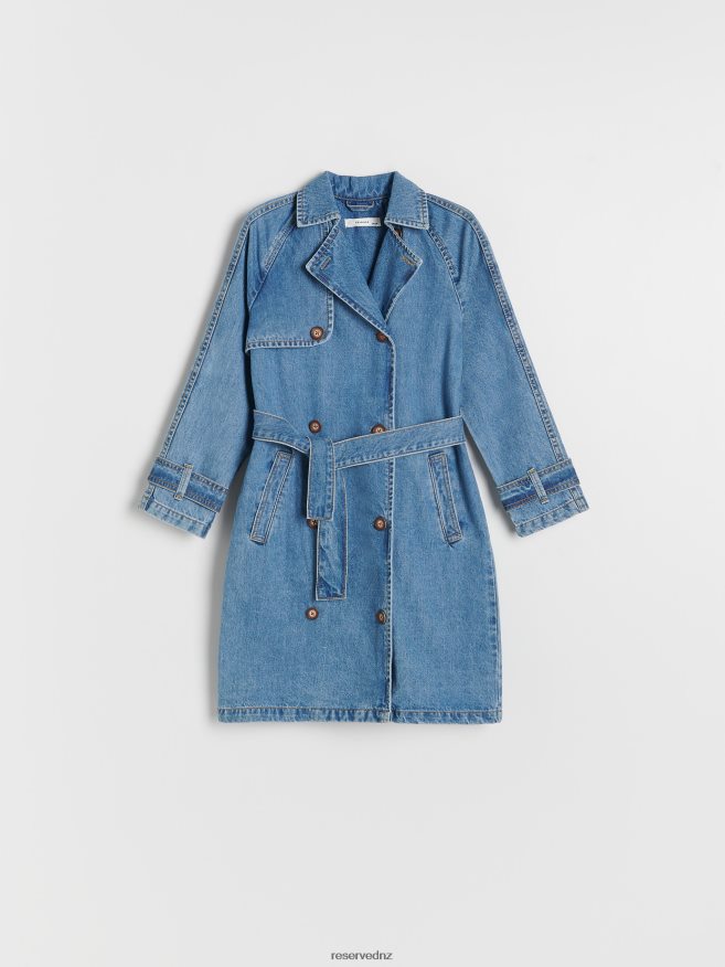 Reserved Girls Denim Trench Coat P6H08T1866 Apparel Blue