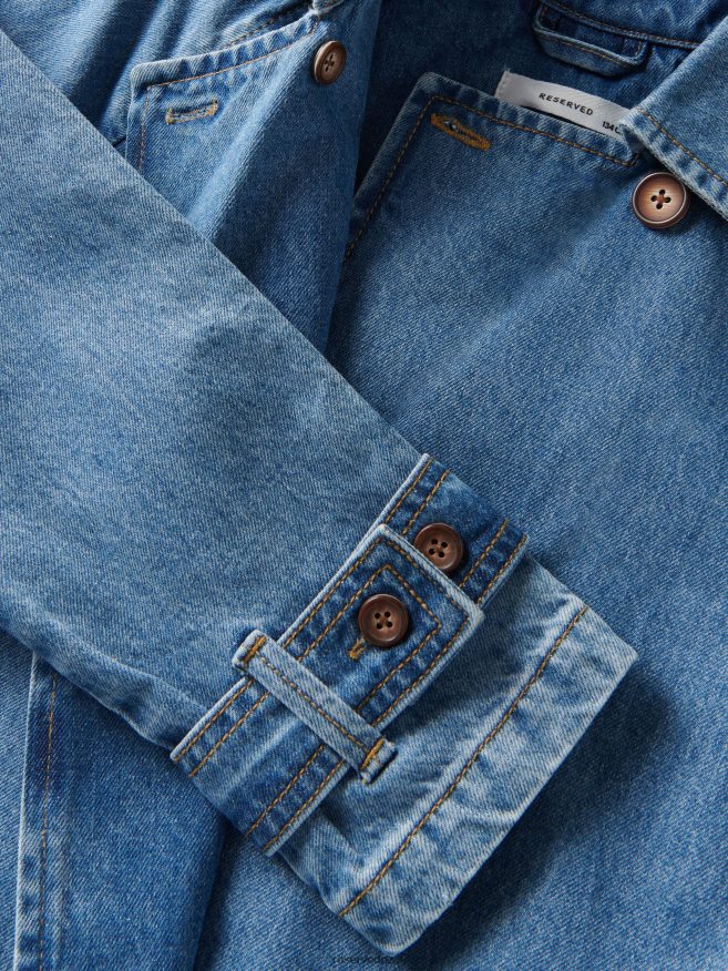 Reserved Girls Denim Trench Coat P6H08T1866 Apparel Blue