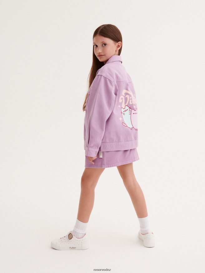 Reserved Girls Pusheen Denim Jacket P6H08T1828 Apparel Lavender