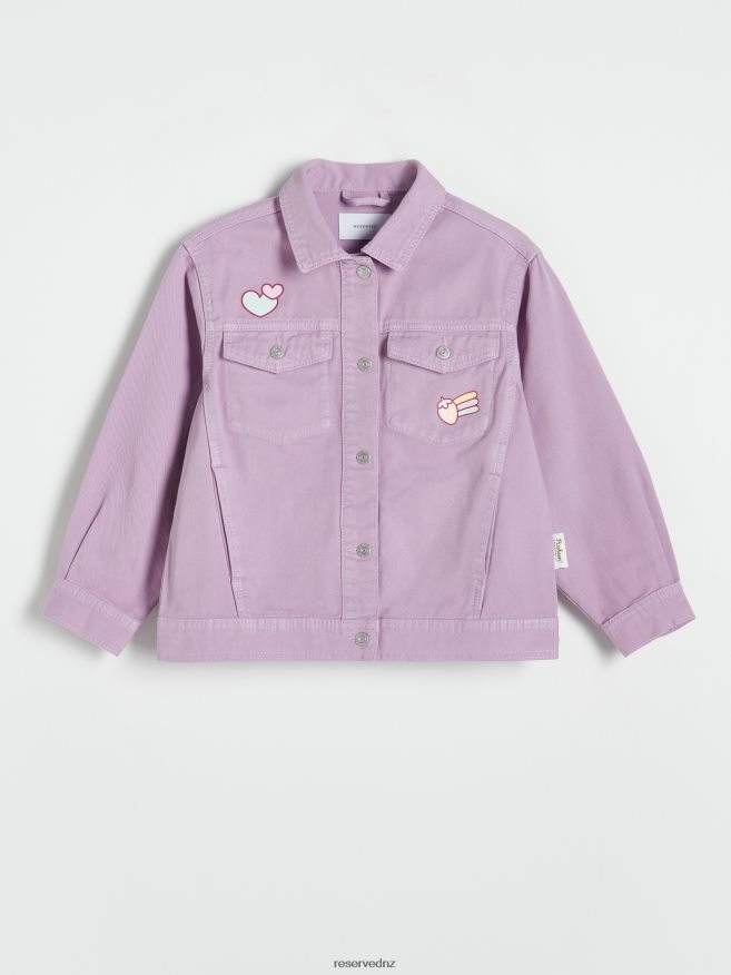 Reserved Girls Pusheen Denim Jacket P6H08T1828 Apparel Lavender