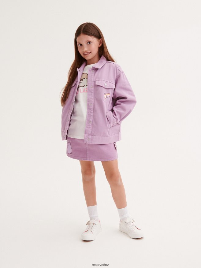 Reserved Girls Pusheen Denim Jacket P6H08T1828 Apparel Lavender