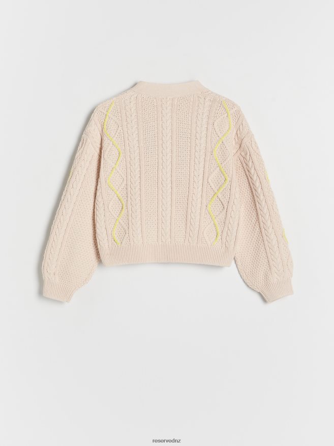 Reserved Girls Decorative Knit Cardigan P6H08T1729 Apparel Nude