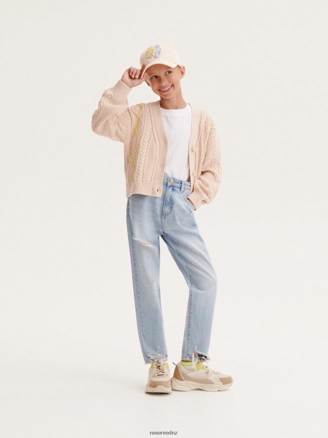 Reserved Girls Decorative Knit Cardigan P6H08T1729 Apparel Nude