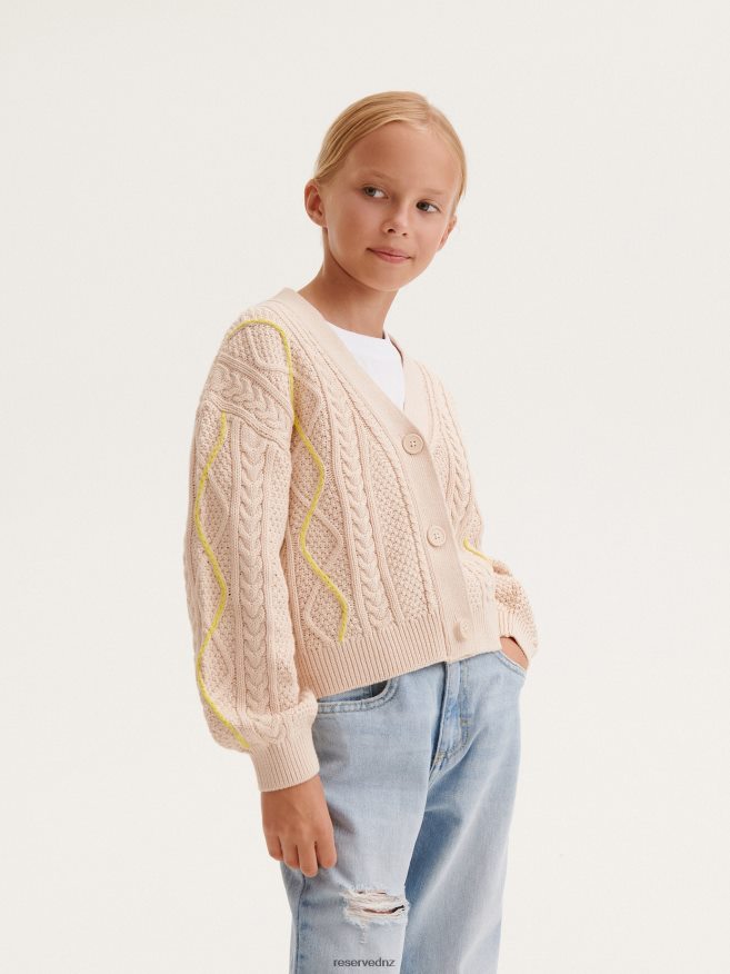 Reserved Girls Decorative Knit Cardigan P6H08T1729 Apparel Nude