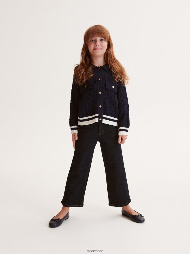 Reserved Girls Structural Cardigan P6H08T1772 Apparel Navy