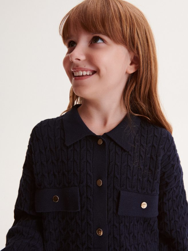 Reserved Girls Structural Cardigan P6H08T1772 Apparel Navy
