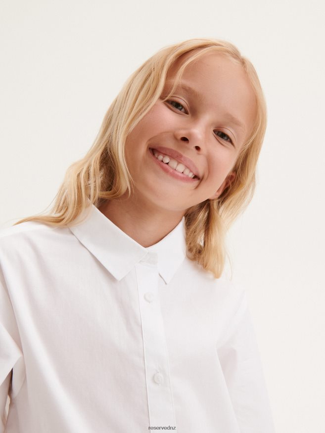 Reserved Girls Cotton Shirt P6H08T1792 Apparel White