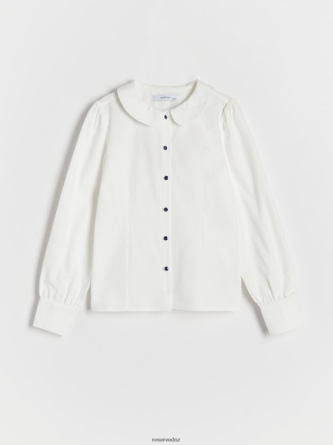 Reserved Girls Cotton Shirt With Collar P6H08T1749 Apparel Cream