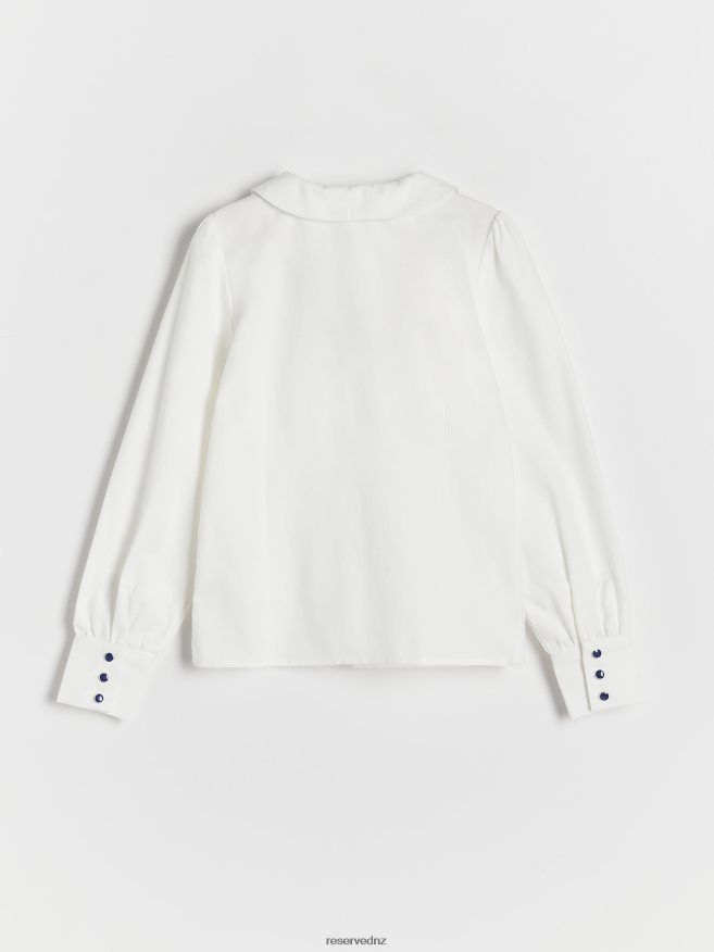 Reserved Girls Cotton Shirt With Collar P6H08T1749 Apparel Cream