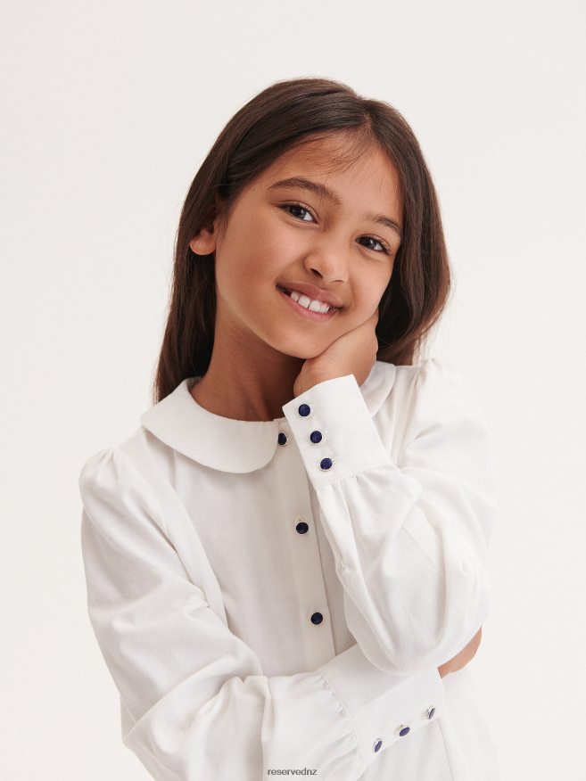 Reserved Girls Cotton Shirt With Collar P6H08T1749 Apparel Cream