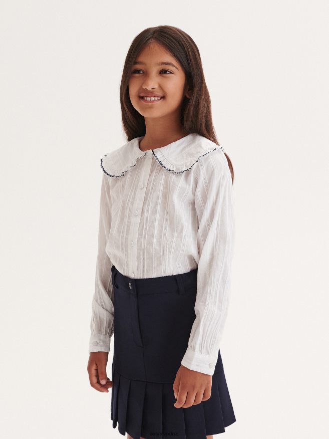 Reserved Girls Cotton Shirt With Collar P6H08T1868 Apparel White