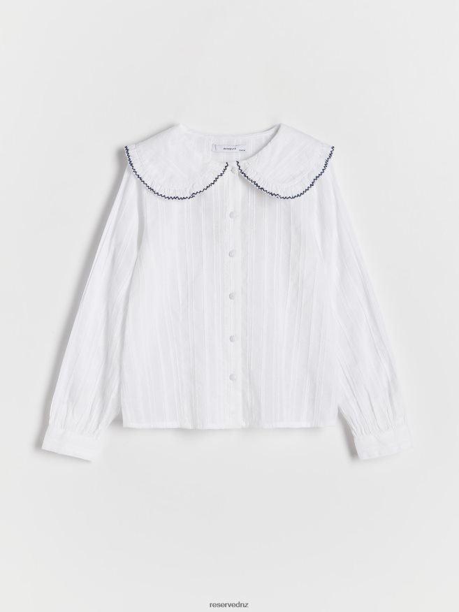 Reserved Girls Cotton Shirt With Collar P6H08T1868 Apparel White