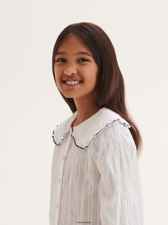 Reserved Girls Cotton Shirt With Collar P6H08T1868 Apparel White