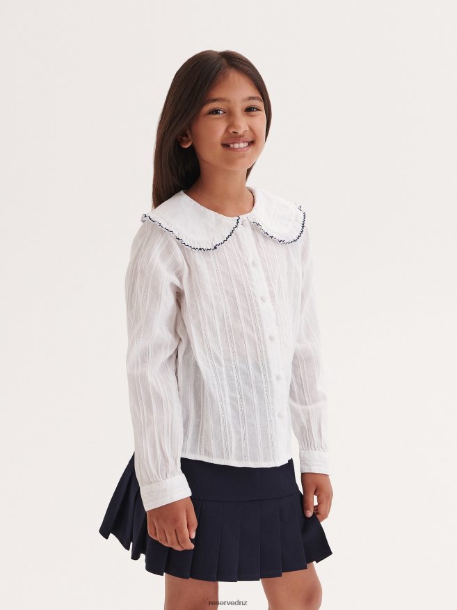 Reserved Girls Cotton Shirt With Collar P6H08T1868 Apparel White