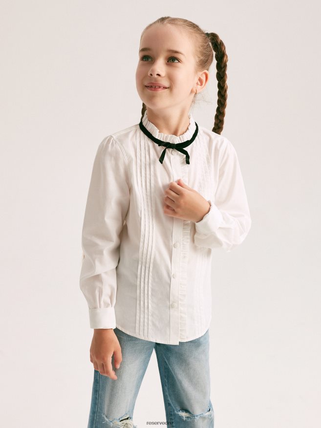Reserved Girls Shirt With Decorative Pleats P6H08T1767 Apparel White