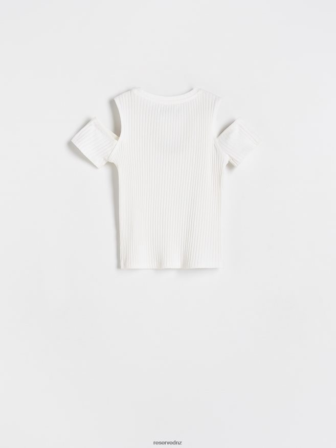 Reserved Girls Cold Shoulder T-Shirt P6H08T1897 Apparel Cream