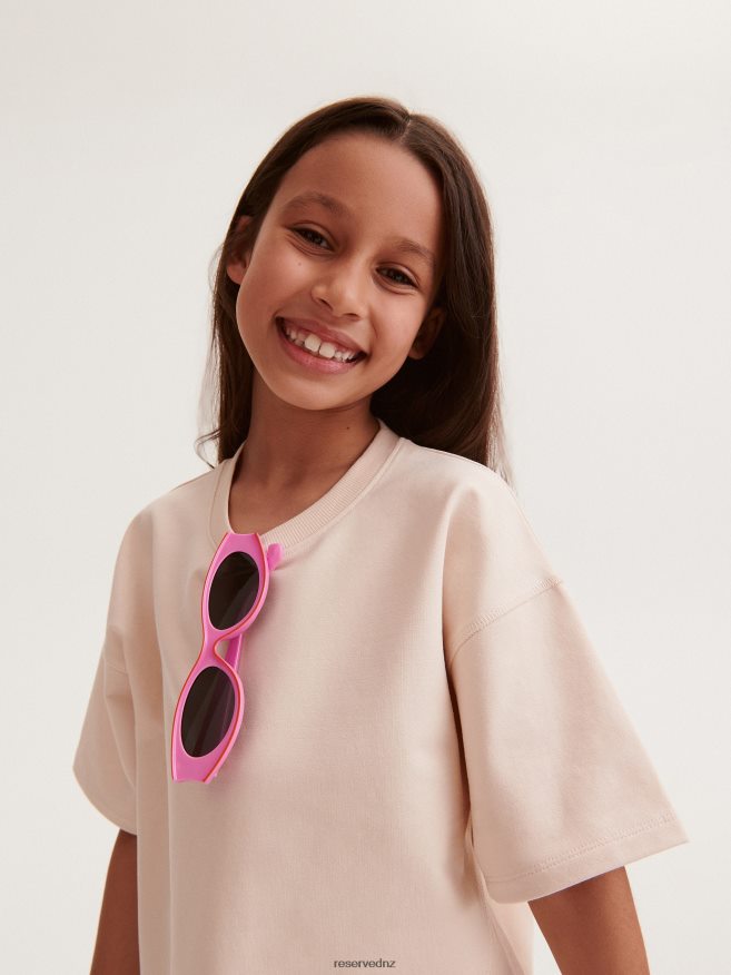 Reserved Girls Cotton T-Shirt P6H08T1797 Apparel Nude