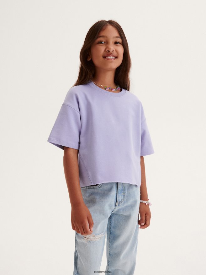 Reserved Girls Cotton T-Shirt P6H08T1880 Apparel Light Blue