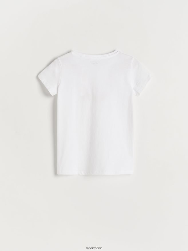 Reserved Girls Cotton T-Shirt With Pocket P6H08T1734 Apparel White